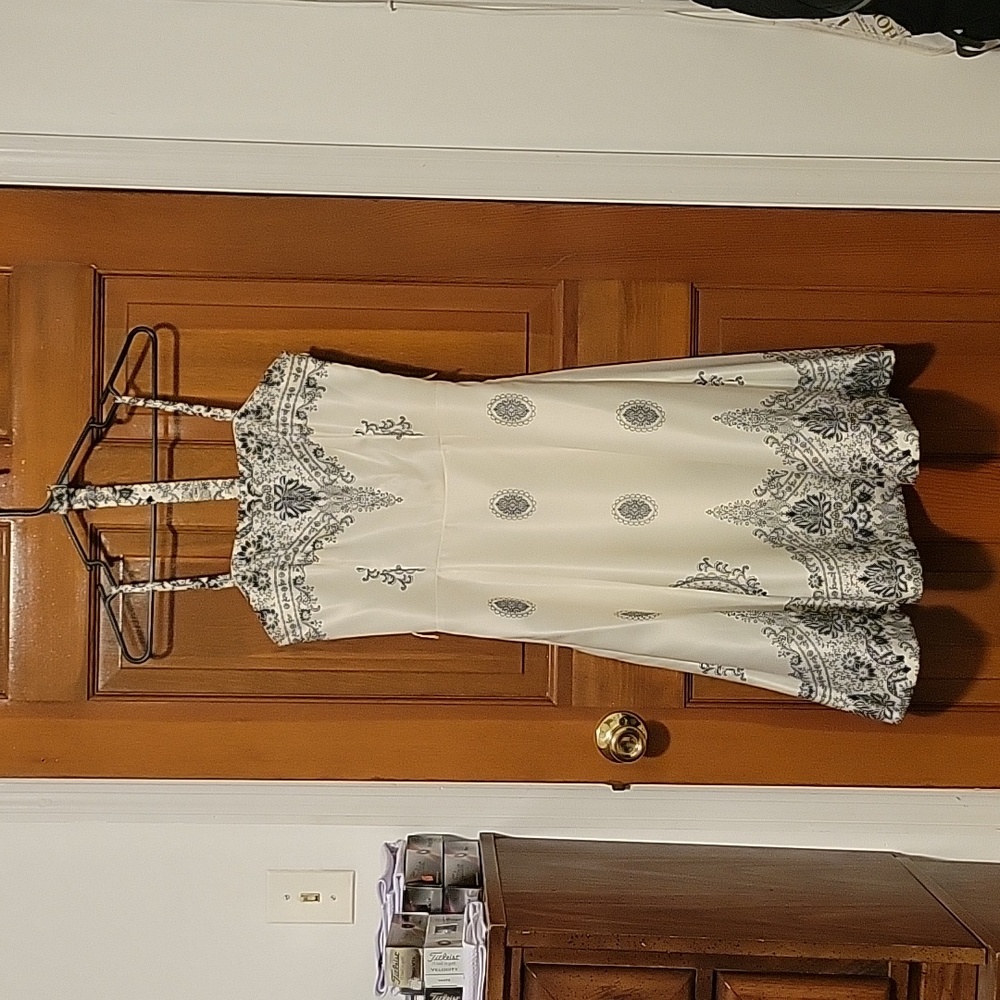 Satin White House, Black Market Cocktail Dress (Size 6)